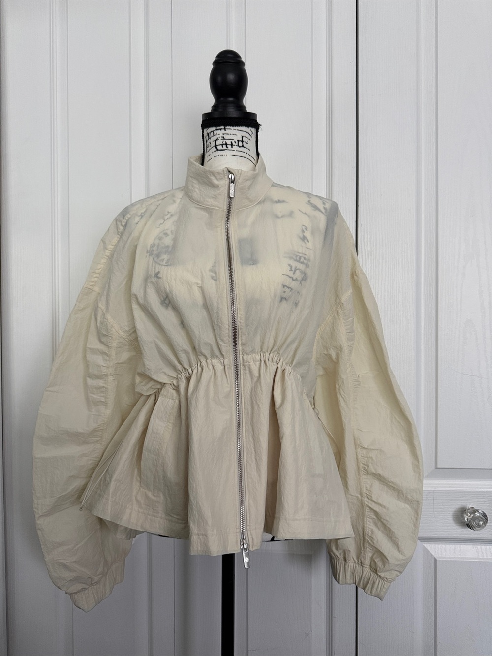 lululemon athletica Cream Peplum Zip Bomber Jacket